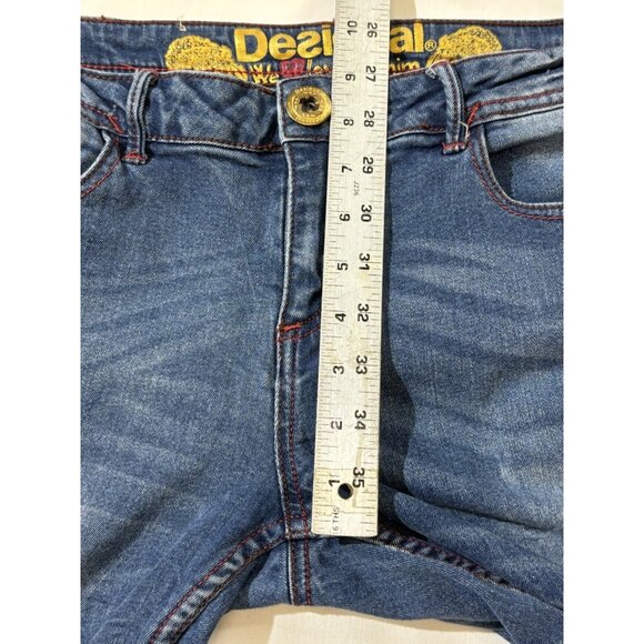 Desigual Jeans Embroidered Stripe Womens 34  Accent Boho 36D2674 Zipper Pocket - Picture 8 of 10